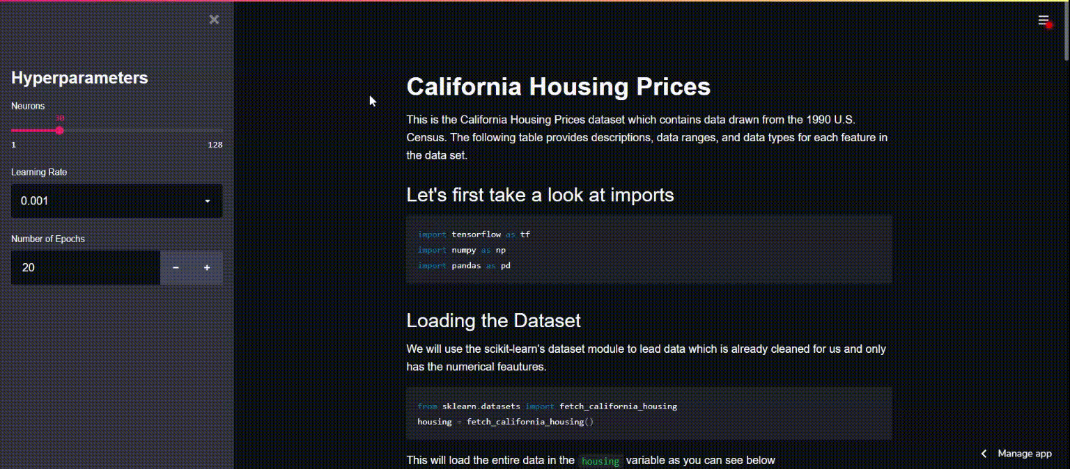 Streamlit Web App for Housing Price Prediction
                                Tutorial