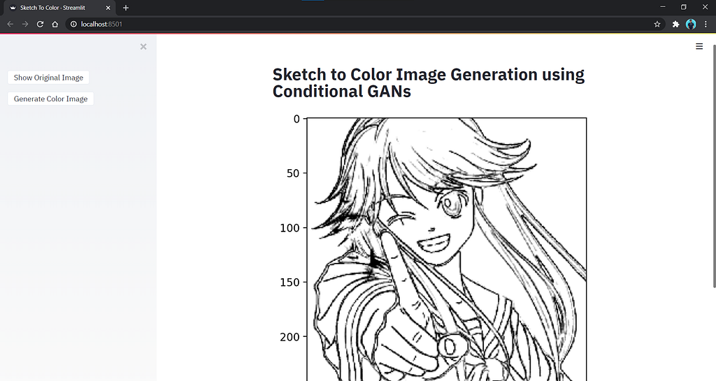 Sketch to Color Image Generation using Conditional GAN — Streamlit Web App (Image by author)